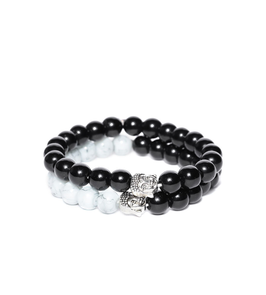 YouBella Set of 2 Beaded Lord Buddha Motif Elasticated Bracelets